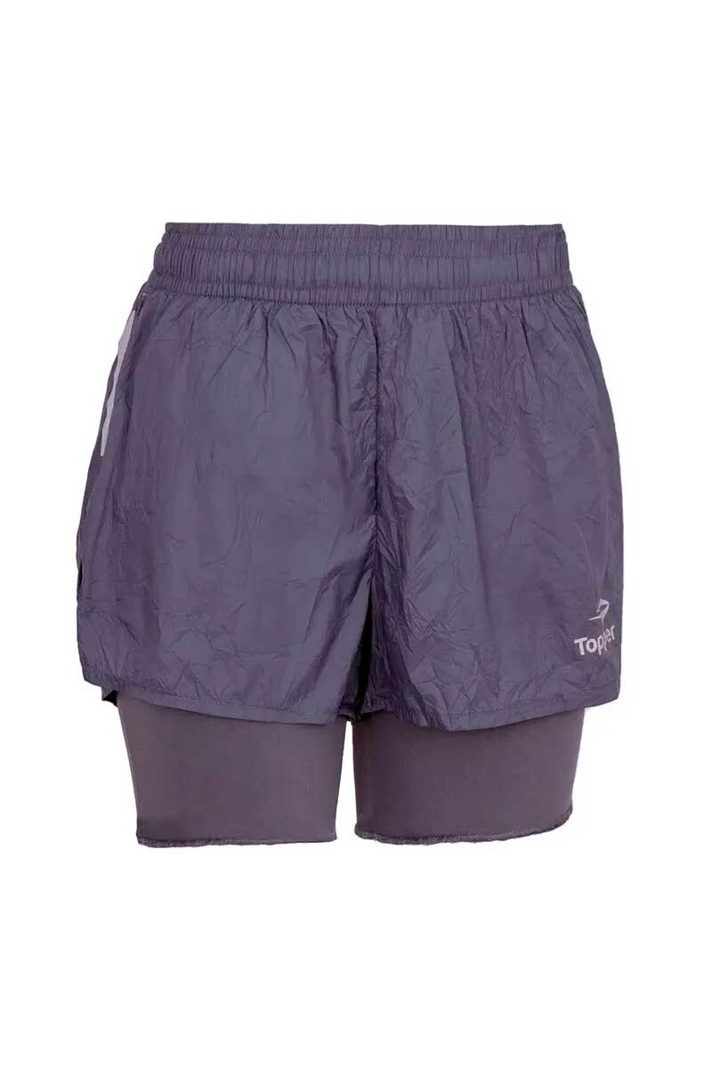SHORT MUJER TOPPER CRINKLED 2IN1 Gris