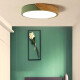 Luminaria Luz Fria Plafon Led Diám 30cm Metal Y Madera Verde