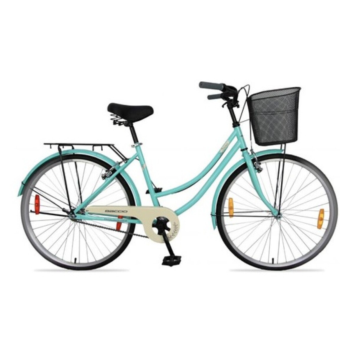 Bicicleta Baccio Siena Vintage Rodado 26 De Paseo Con Canasto Y Parrilla Trasera - VERDE AGUA 