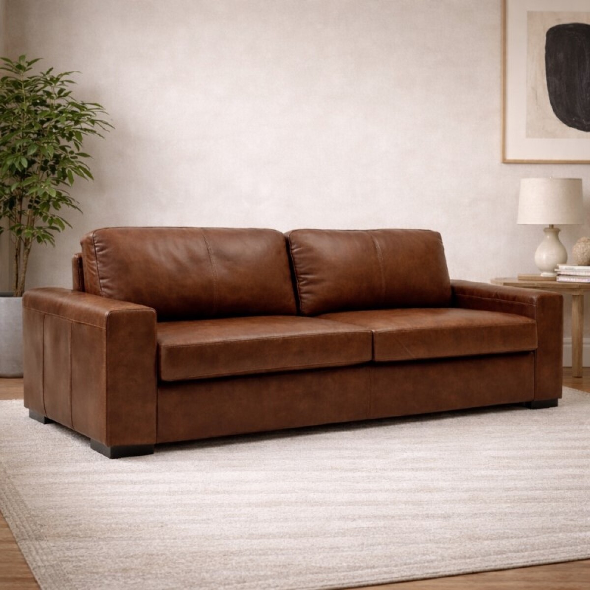 Sillón Cuero Deeni 3 Cuerpos Chocolate 