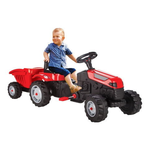Auto Tractor Con Zorra Remolque Pedal Infantil Niños Pilsan variante color ROJO
