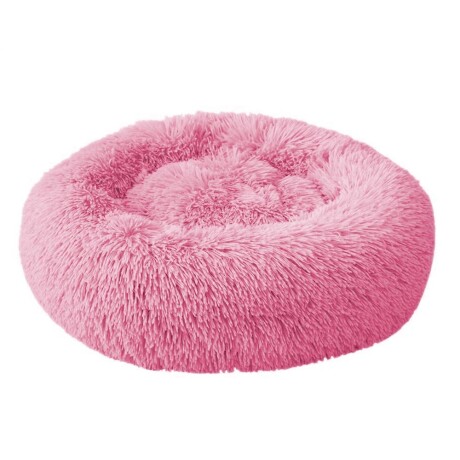 Cama Cucha Puff Redondo 80cm De Felpa P/ Mascotas Perro Gato Rosa Claro