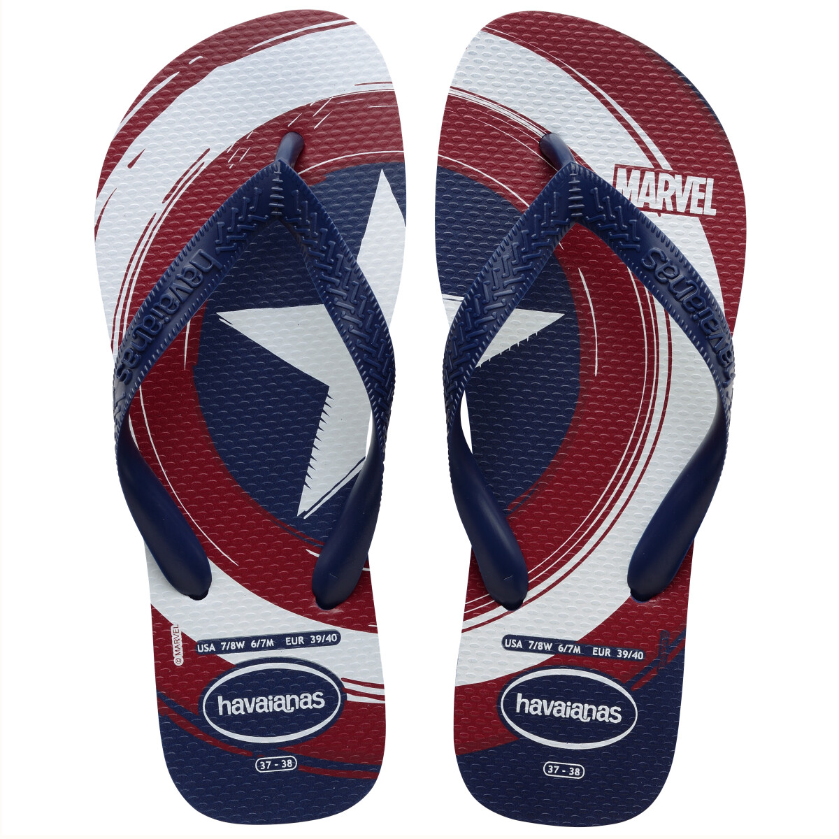Sandalias Infantiles Havaianas Top Marvel Logomania - Azul Marino - Azul Marino 