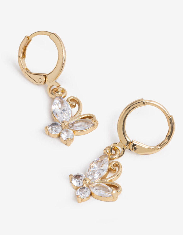 Aros Argollas Cubic zirconia Aros Argolla Mariposa Cubic Zirconia - Dorado