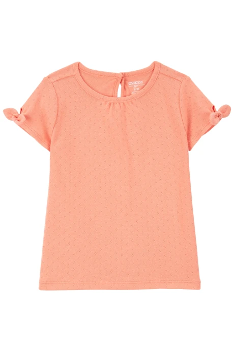 Blusa de algodón, acanalada, con lazos Blusa de algodón, acanalada, con lazos