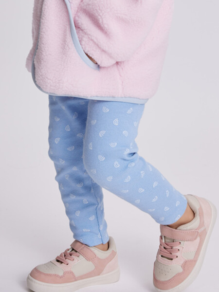 Calza rib estampada Celeste
