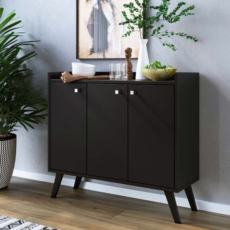 Aparador Bargueño Buffet Living 3p Premium® 15mm Negro Aparador Bargueño Buffet Living 3p Premium® 15mm Negro