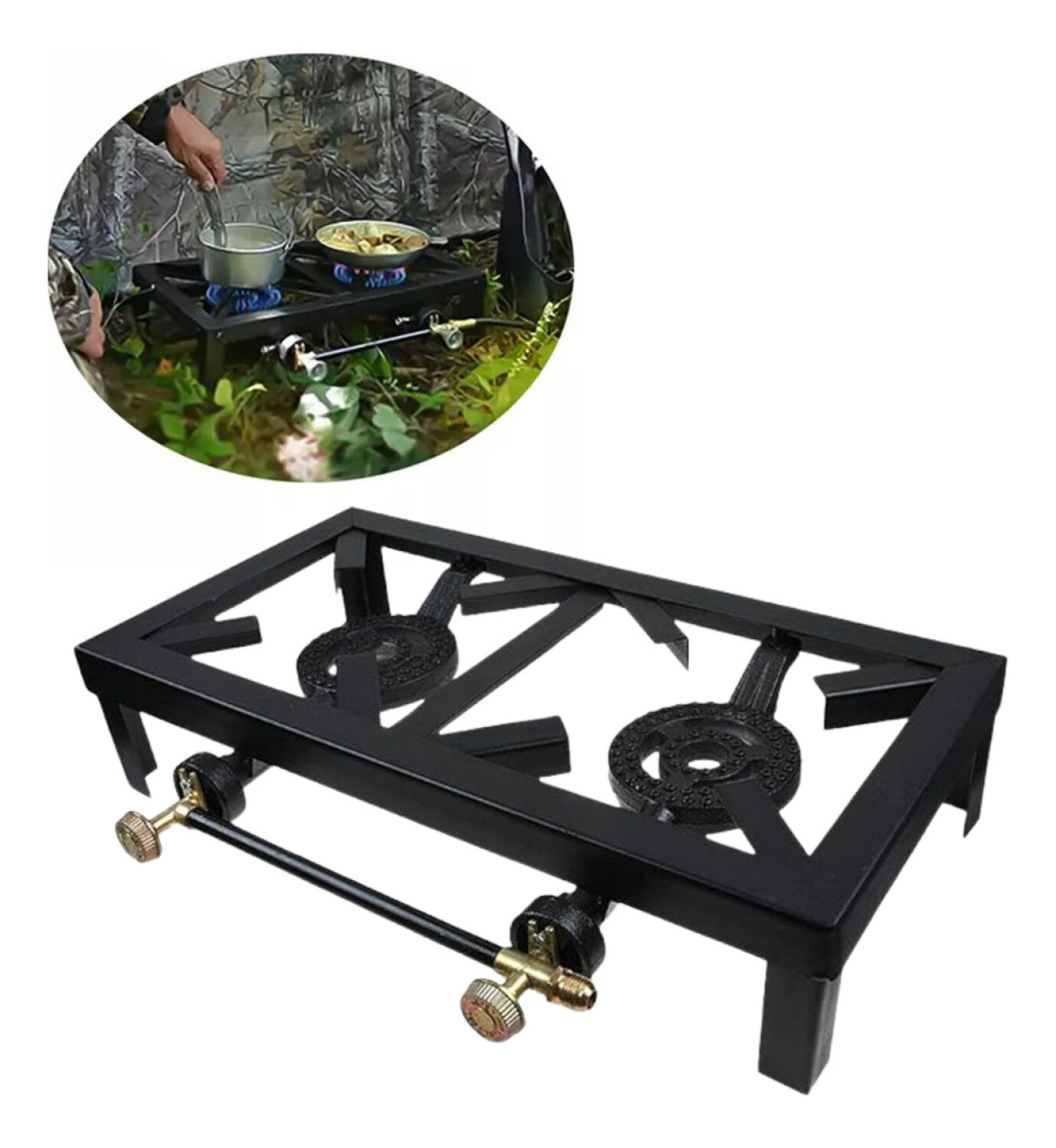 Anafe A Gas Cocina Portatil Negro Hornallas Hogar Camping