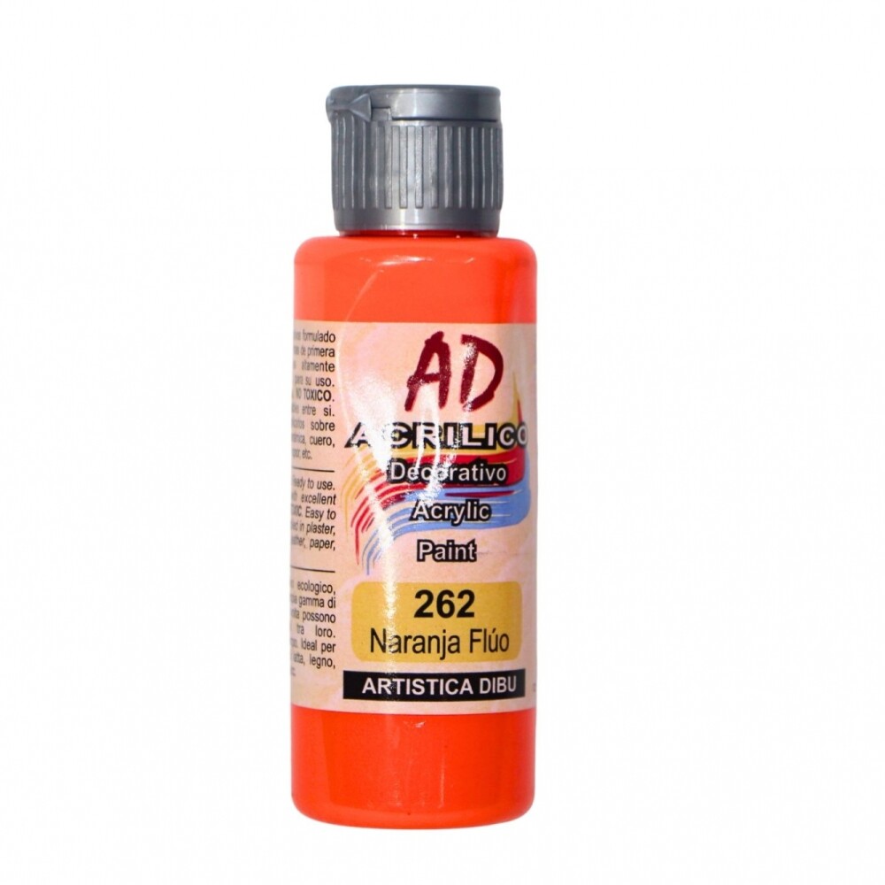 PINTURA ACRILICA ARTISTICA DIBU 60 ML. DIFERENTES COLORES COLOR NARANJA FLUO 262