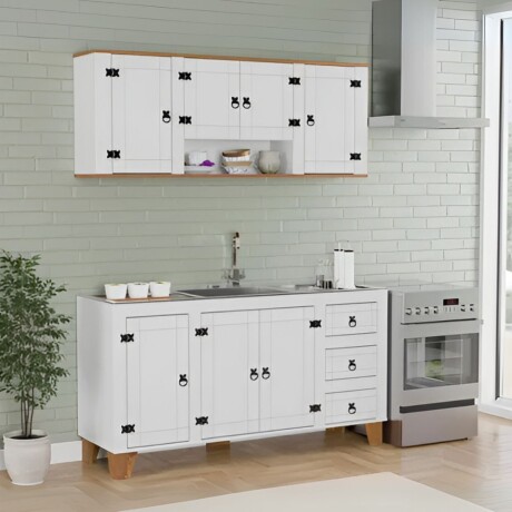 Promo Áereo 4 Puertas + Bajo Mesada Línea Naturale Blanco/Roble