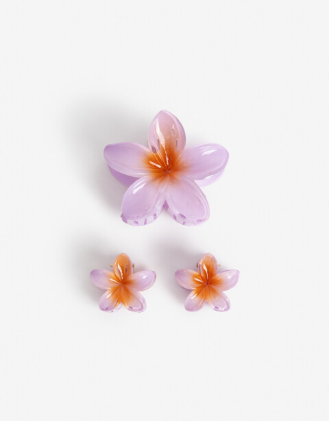 Broches Sets Flores Set X3 Flores De Acrílico Mix Tamaños. - Combinacion Bicolor