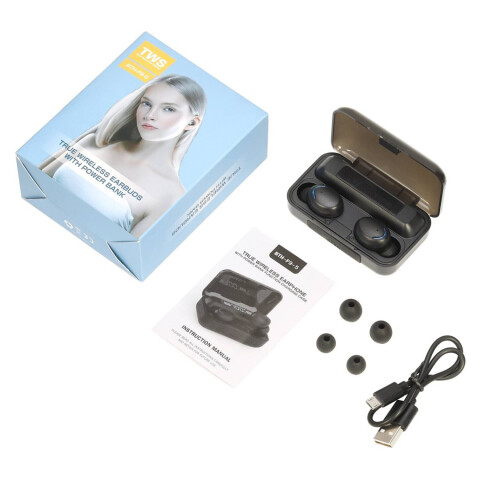 Auricular TWS Inalámbrico Con Power Bank BT BTH-F9-5 Negr Auricular TWS Inalámbrico Con Power Bank BT BTH-F9-5 Negr