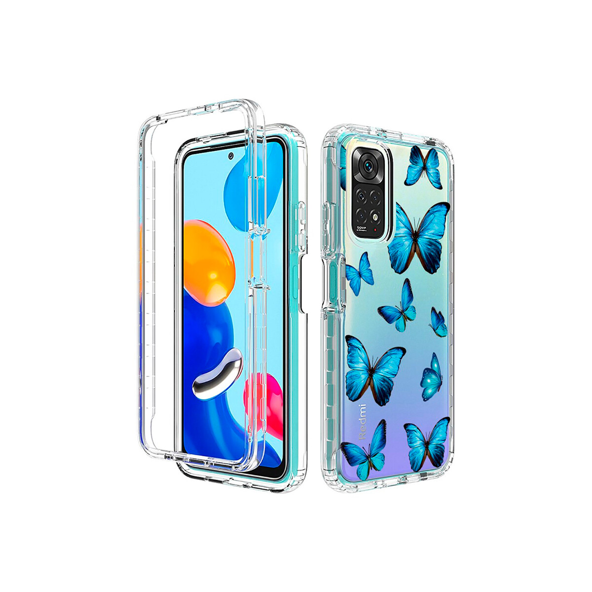 Protector rígido Xiaomi Redmi Note 11/11S transparente diseño mariposas 