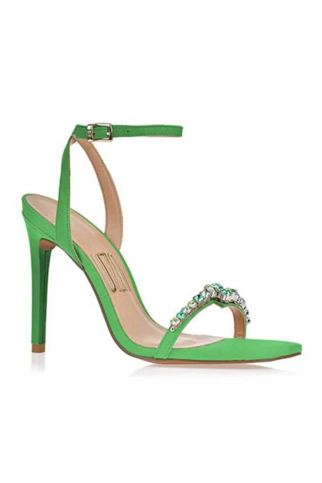 Sandalia Taco Alto Silk Verde