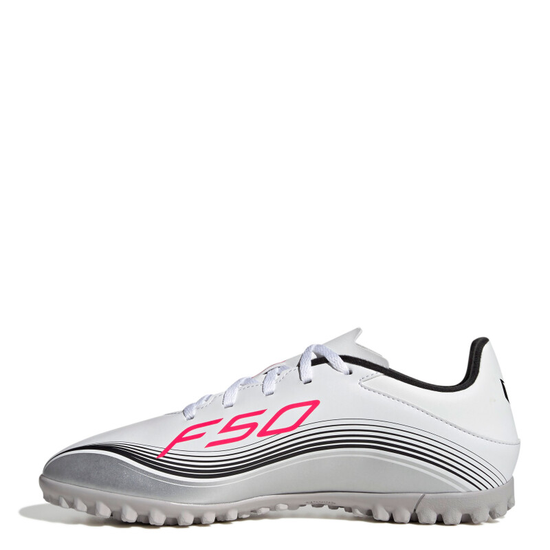 Championes de Fútbol 5 Unisex Adidas F50 Messi Club TF Blanco - Rojo - Negro - Plateado