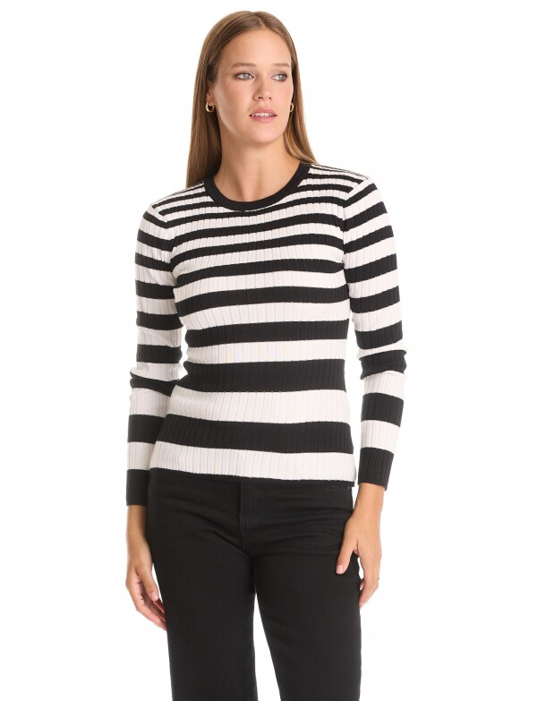 Buzo Ribs Lineas BLANCO/NEGRO