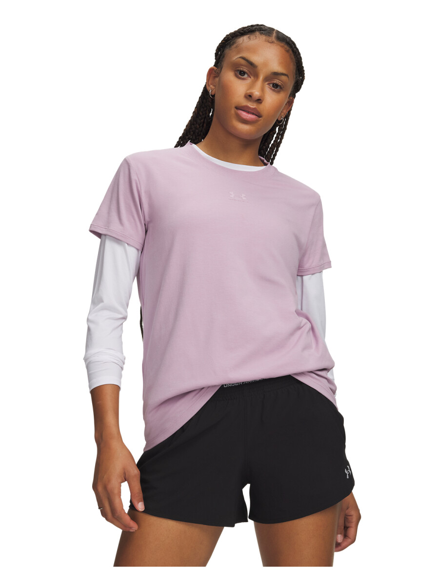 Remera UA Rival Core SS Mujer 1383648-698 - Rosado 