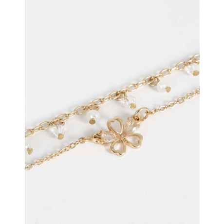Pulsera Flexible Layer Flor Dorado
