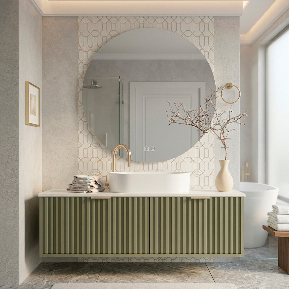 CONJUNTO DE BAÑO HABITARE MODELO SY2006-80G / MUEBLE + BACHA + ESPEJO C/ LUZ LED 700*700 Conjunto De Baño Habitare Modelo Sy2006-80g / Mueble + Bacha + Espejo C/ Luz Led 700*700