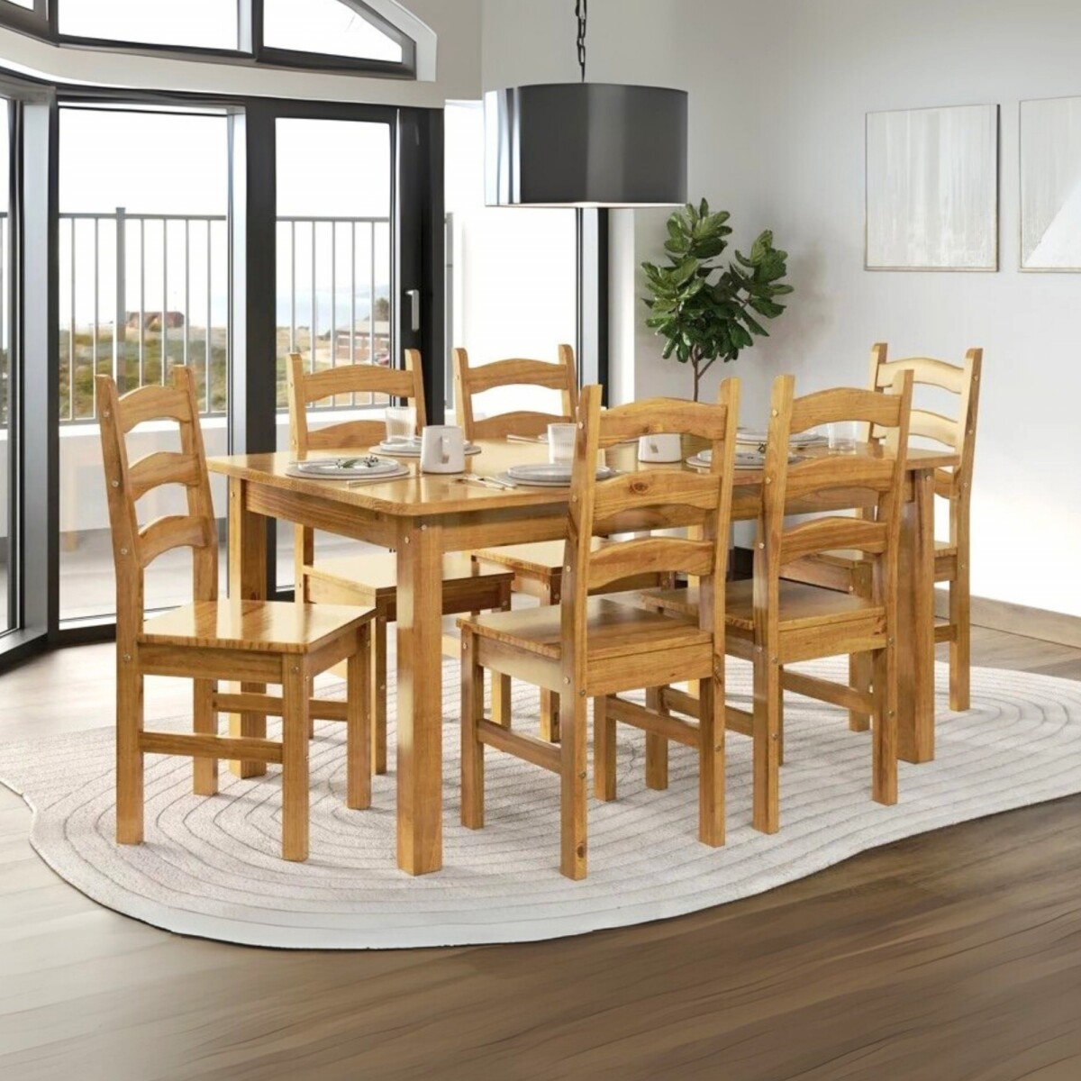 Juego de comedor - 6 sillas 160 cm - Italia 