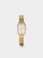 Reloj Rectangular Pulsera De Punto Acero Inoxidable dorado