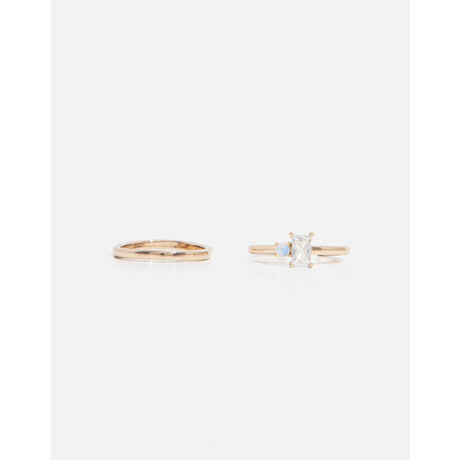 Set De Anillos Con Cubic Dorado