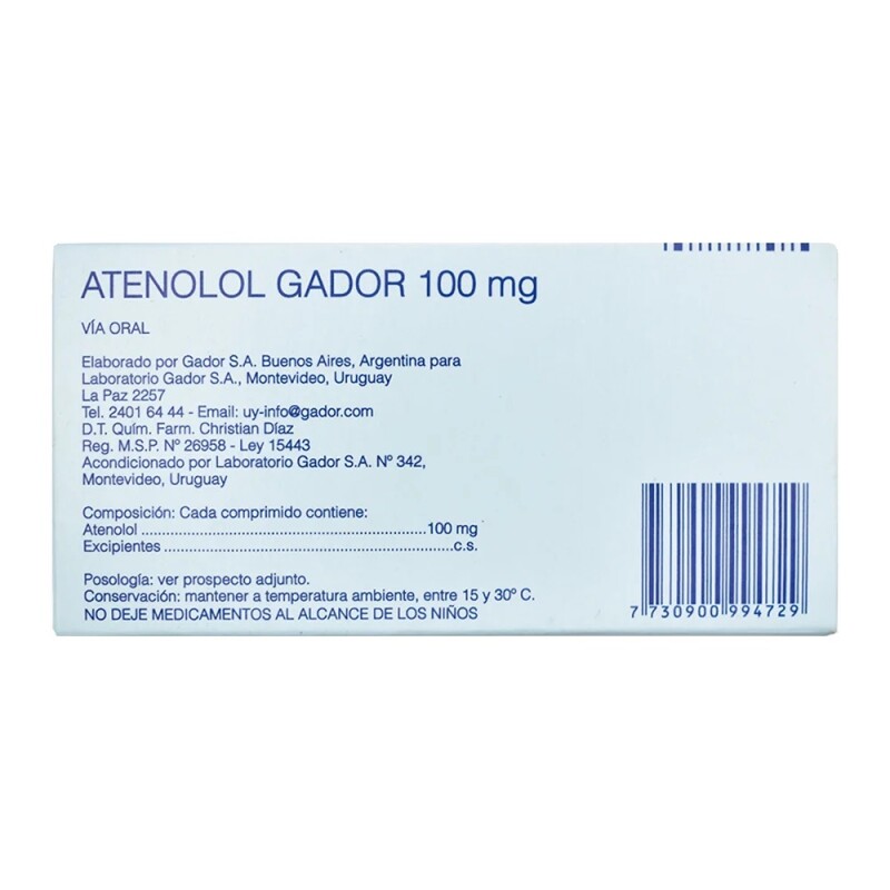 Atenolol 100 30 Comprimidos Atenolol 100 30 Comprimidos
