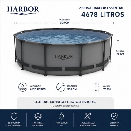 Piscina Estructural HARBOR Essential 4.678 L – Con Bomba y Cobertor Piscina Estructural HARBOR Essential 4.678 L – Con Bomba y Cobertor