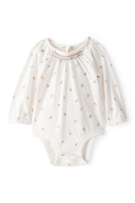 Body de algodón, diseño floral Sin color