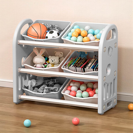Organizador Estantería 6 Cajones Juguetes P/niños Gris