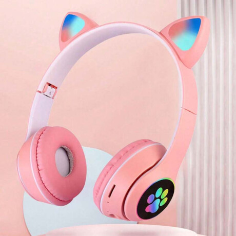 Auriculares Vincha Orejitas Con Luz Rosado