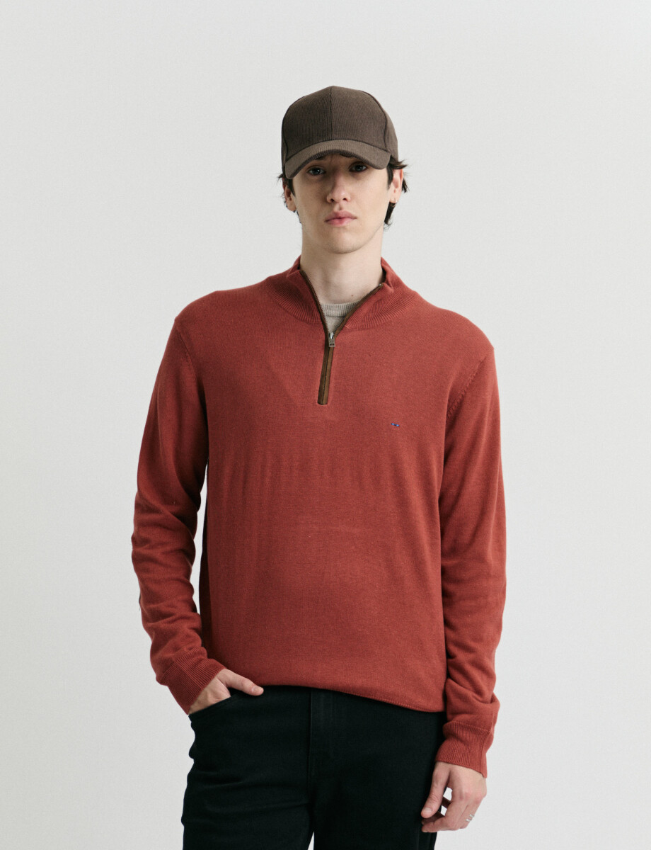 470996 SWEATER MEDIO CIERRE HARRINGTON LABEL Ladrillo