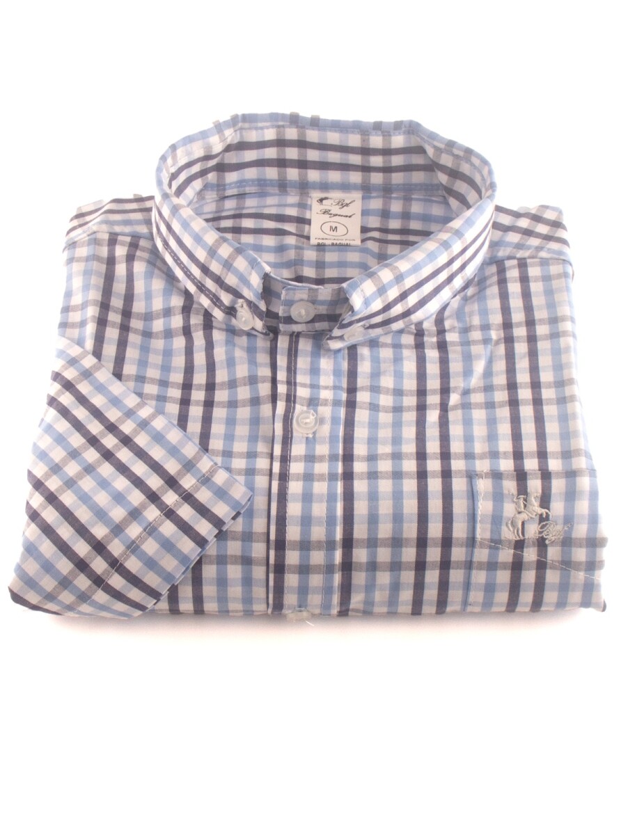 Camisa Caballero M-C - cuadrille azul y negro 
