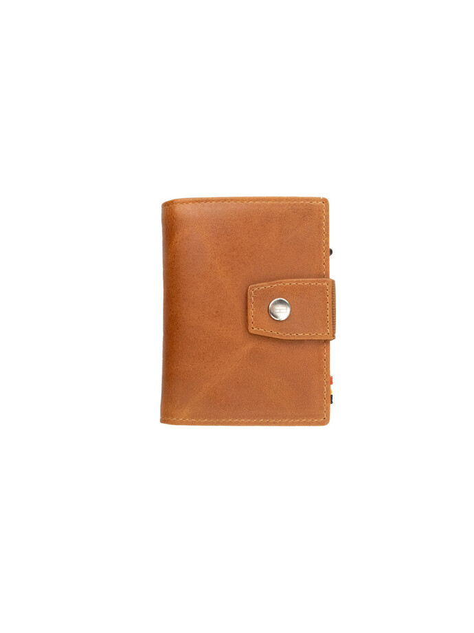 METAL WALLET BRUSHED COGNAC