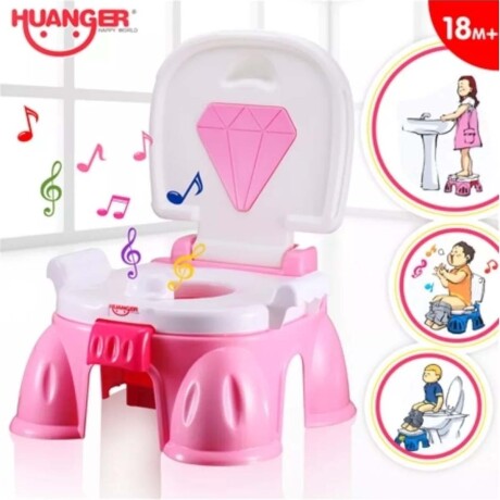 Pelela Infantil Musical y Banquito 2en1 Water c/Tapa Huanger Rosa