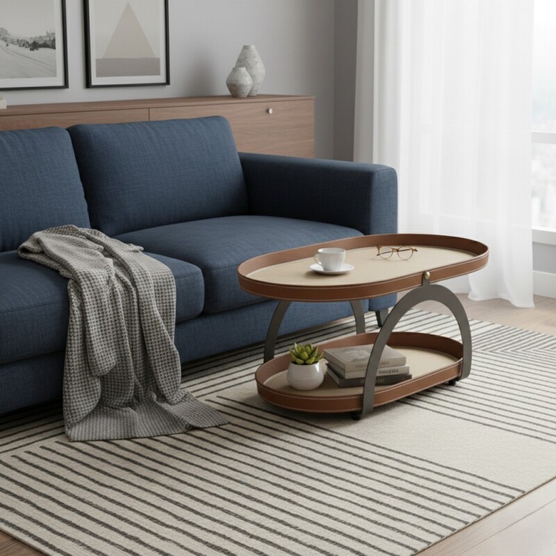 MESA AUXILIAR MARRON COMB 2 NIV 53X37X52CM Unica