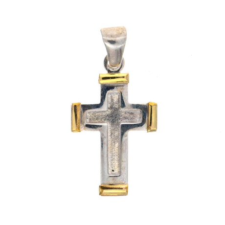 Cruz De Plata 925 Double En Oro 18 Ktes