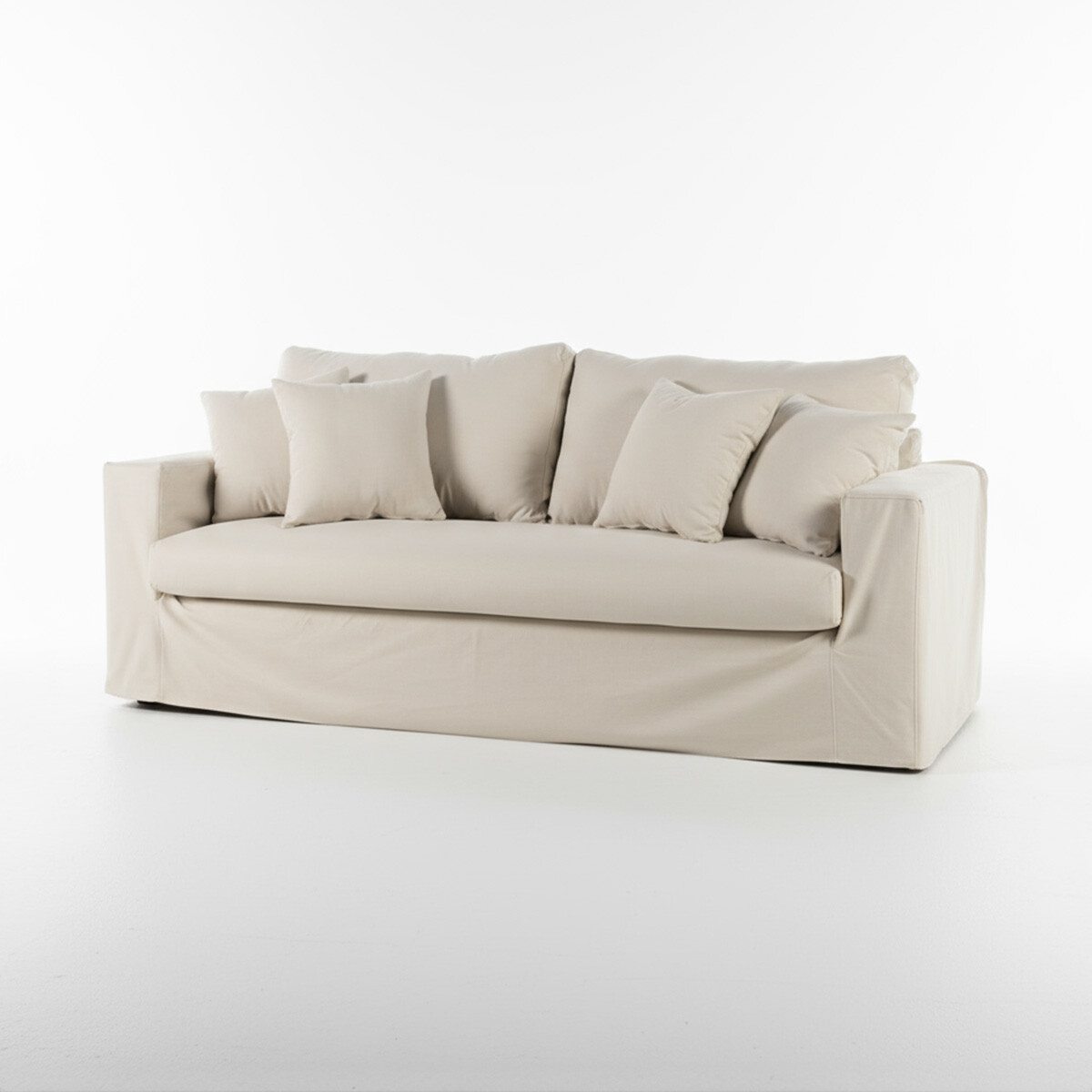 Sofá Moscow con Funda - Tela Rústica - 3 cuerpos - TD5260-1635 (Beige) 