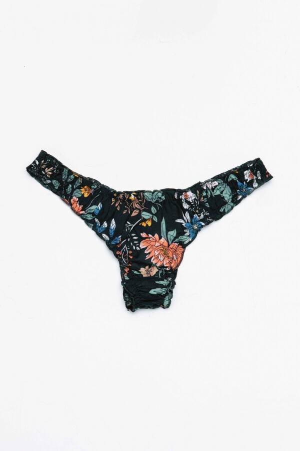 Pantie Cata Less [B39] Estampa Negra Floreada XI