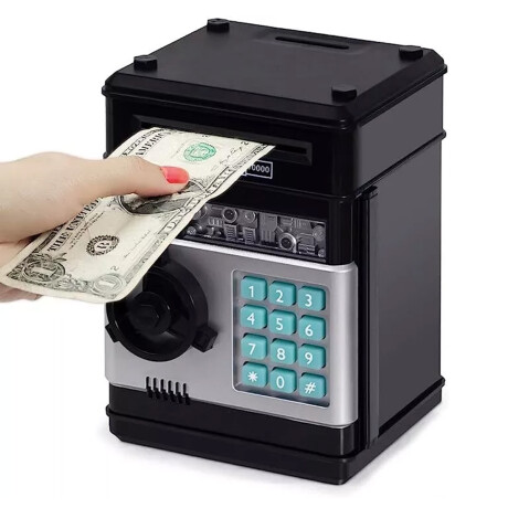 Alcancia Infantil Caja Fuerte Apertura Con Codigo Seguridad Negro