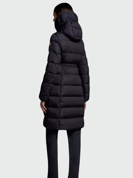 Moncler -Chaqueta larga impermeable con capucha integrada rellena de plumas, Avocette Azul