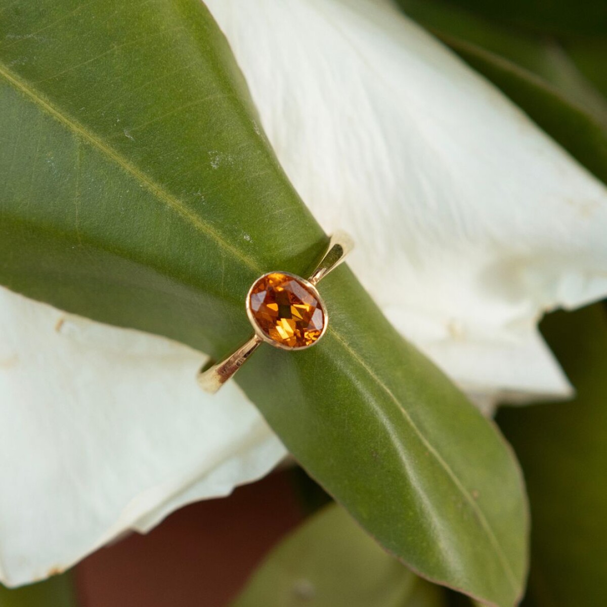 Anillo Crown Citrino - Oro 9k 