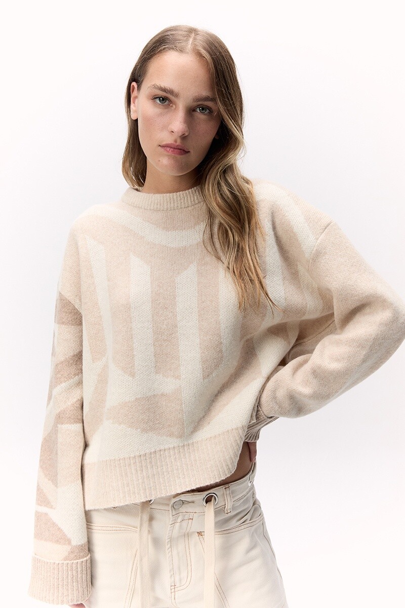Sweater Geométrico - Crudo 