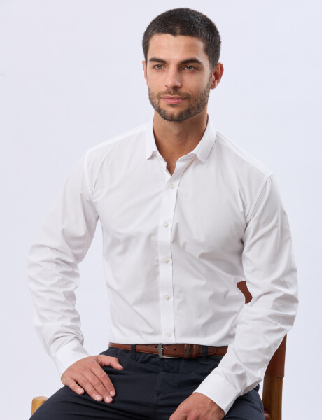 CAMISA LISA DE VESTIR ENTALLADA Blanco
