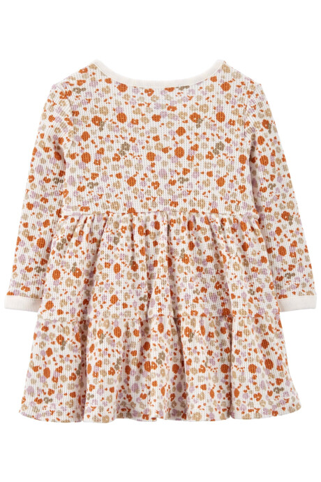 Vestido de algodón térmico, diseño floral Sin color