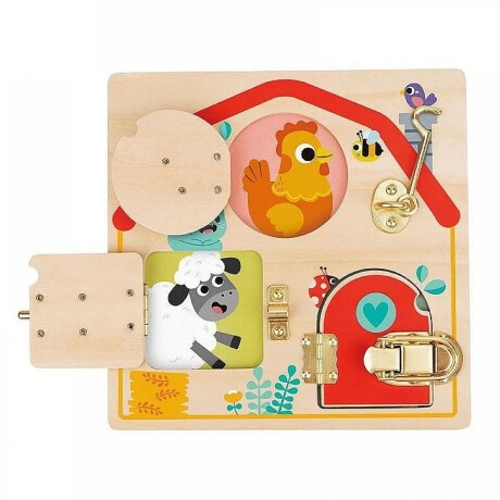 Tablero de Actividades Didáctico en Madera c/Pestillos Niños Multicolor