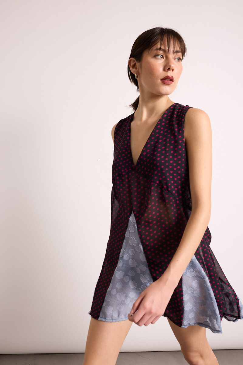 Vestido Mambo Combinado Lunares