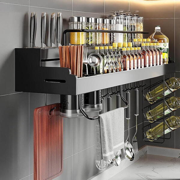 Estante Organizador Cocina Alacena Multifuncional Negro Mate EST003 Estante Organizador Cocina Alacena Multifuncional Negro Mate EST003