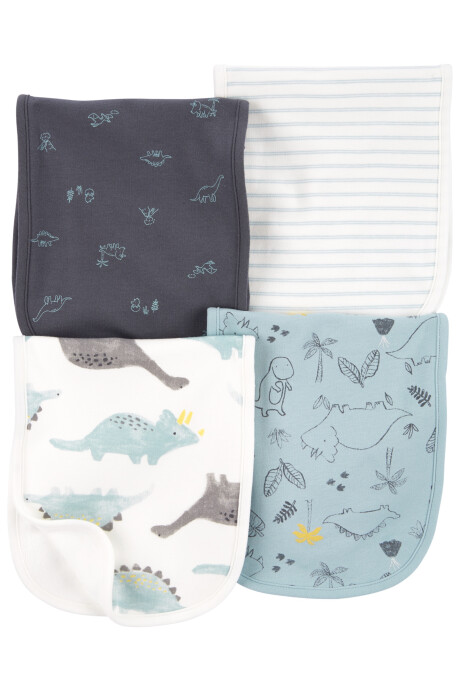 Pack cuatro babitas de algodón, diseño dinosaurios Sin color