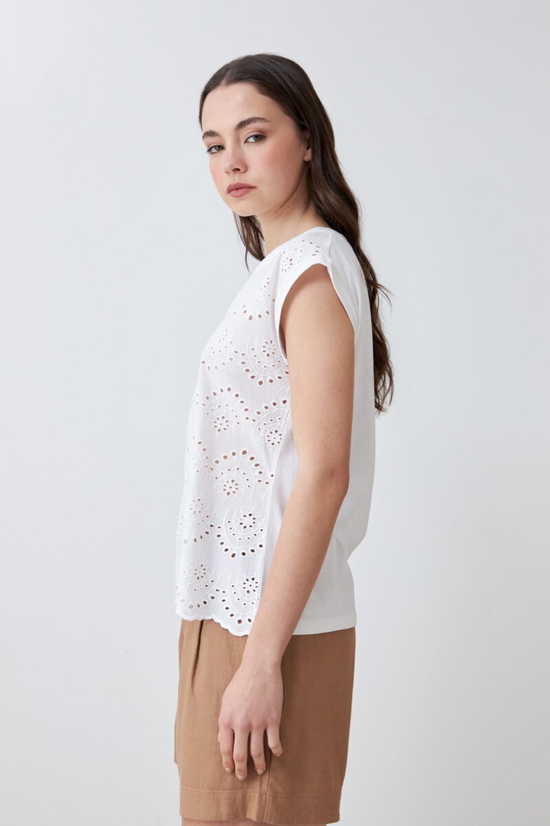 Blusa frente broderie blanco